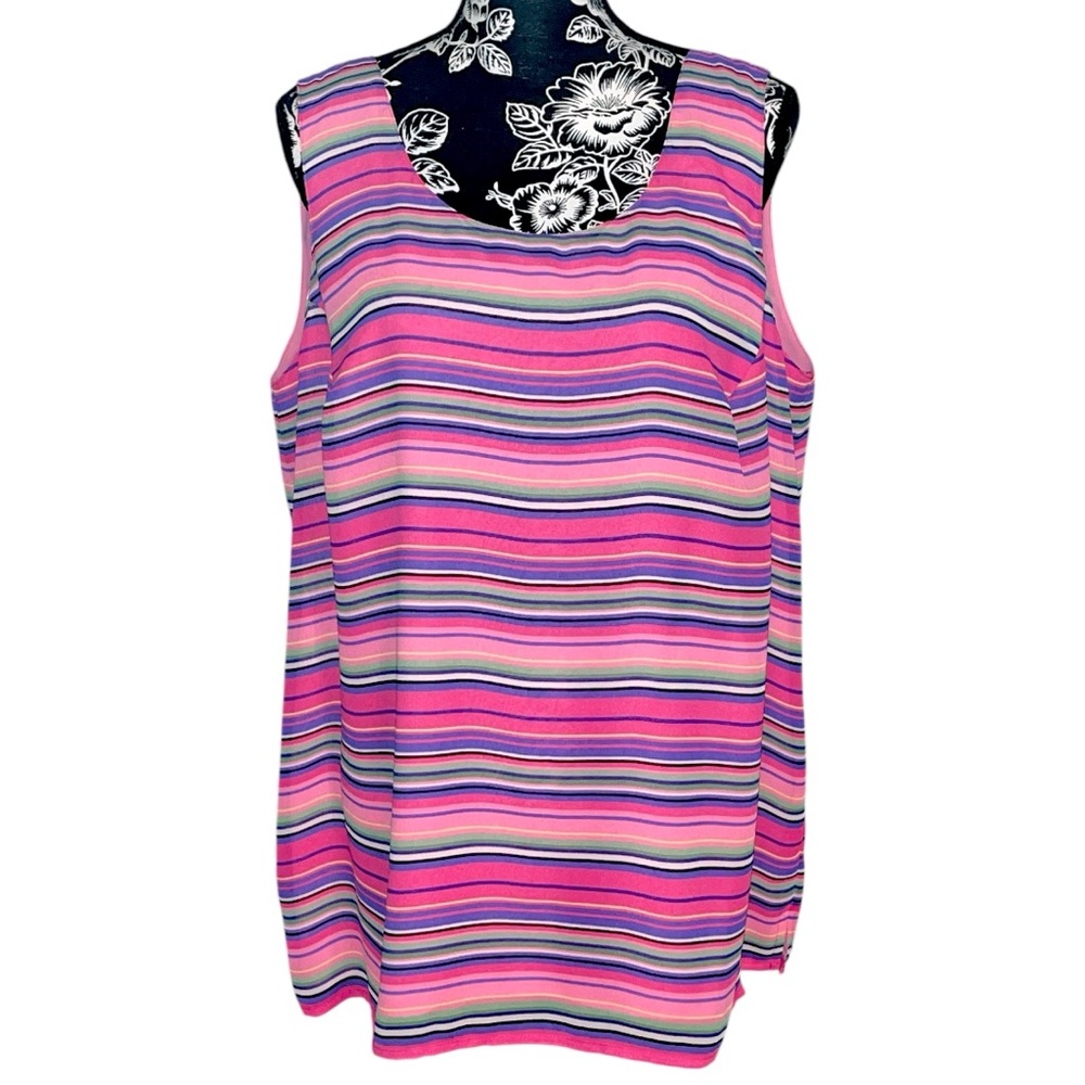 Vintage Kasper & Company ASL Sleeveless Striped Blouse Size 16W